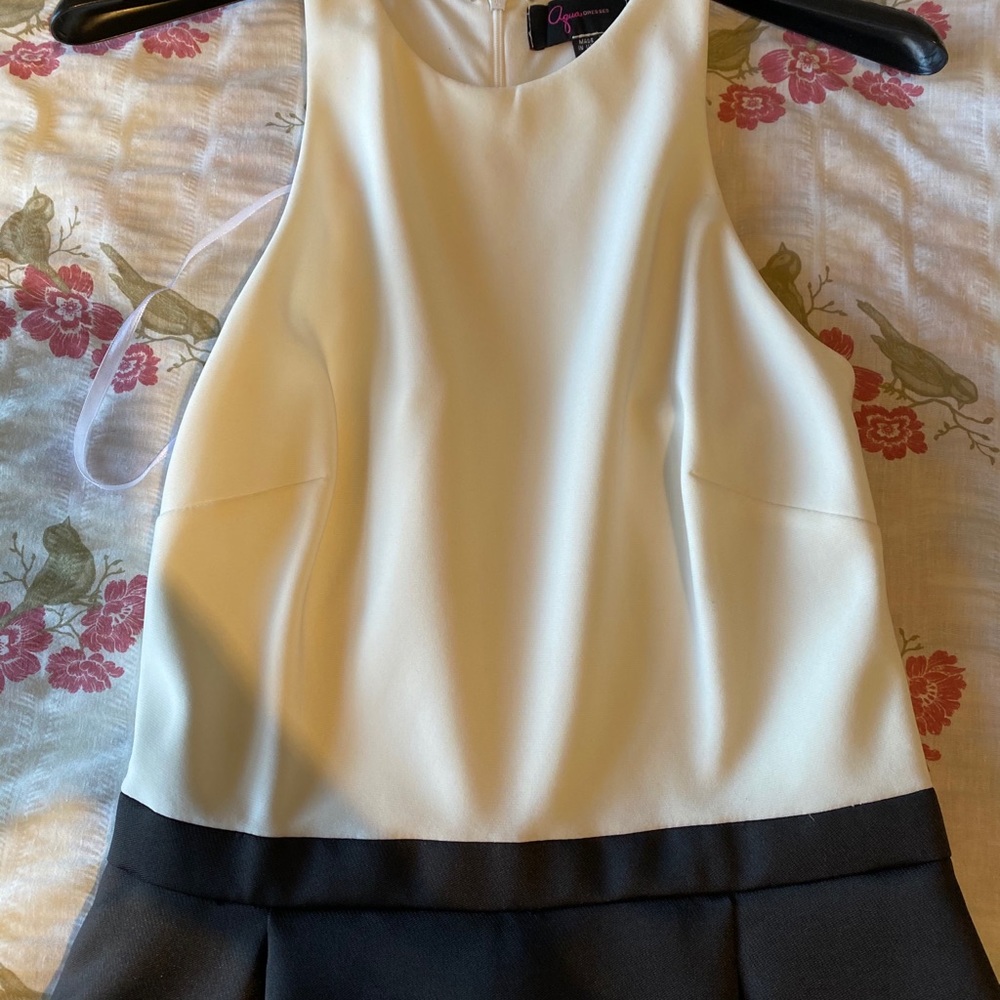 AQUA Colorblock Cocktail Dress with High Low skirt - Picture 3 of 6